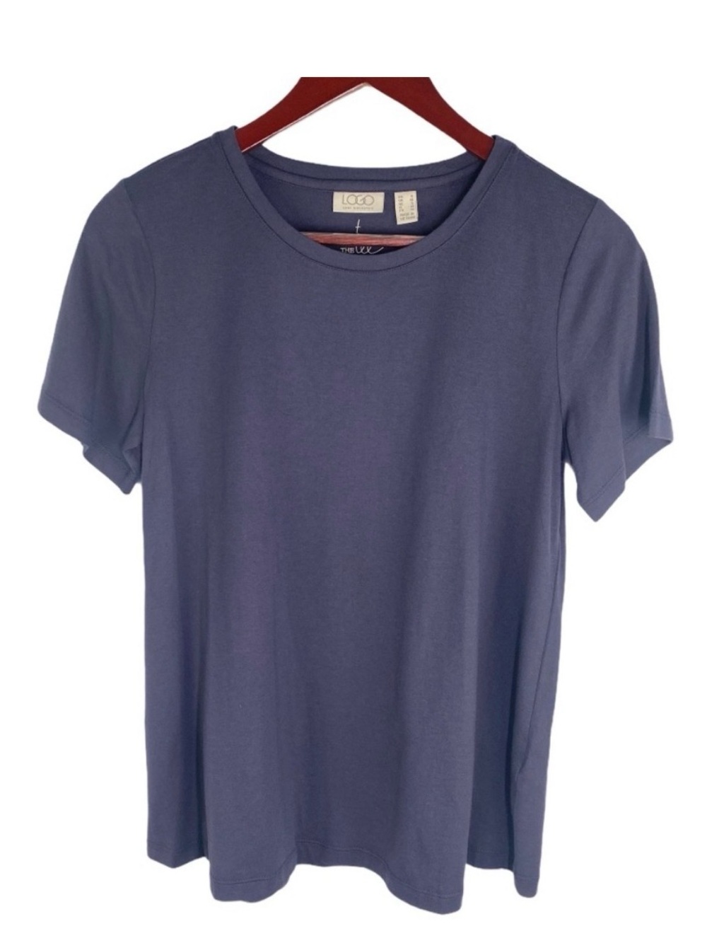 LOGO by Lori Goldstein Slate Blue Short Sleeve Tee